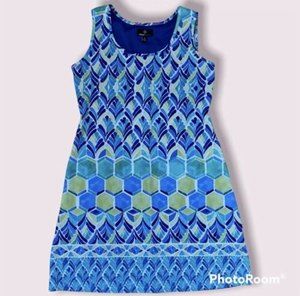 Ronnie Nicole Bright Fun Geometric Printed Spring Summer Stretch Dress Size 14